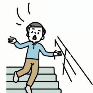 illustration d'un garçon qui tombe dans les escaliers