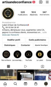 Le Label Artisan de Confiance présent sur Instagram